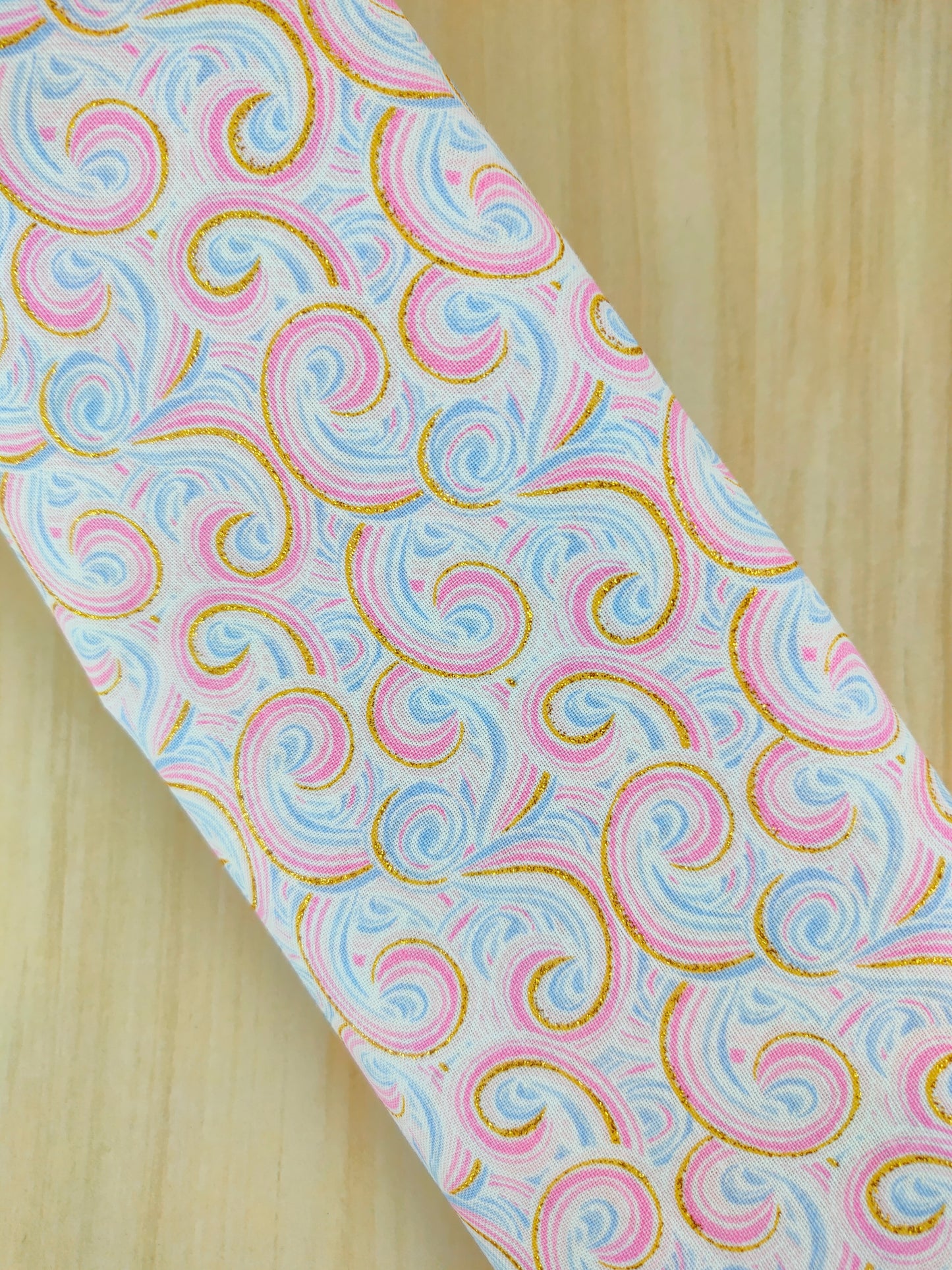 Pink Gold Blue Swirl Wired Headband