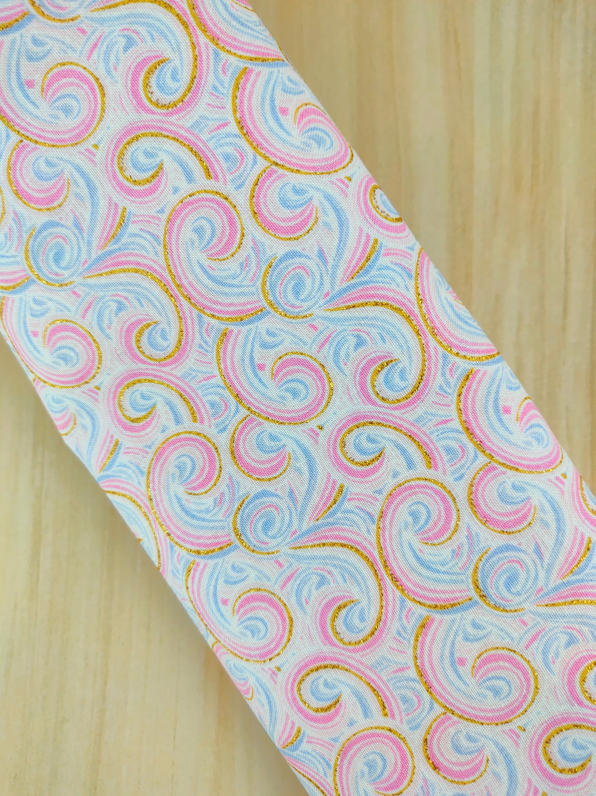 Pink Gold Blue Swirl Wired Headband