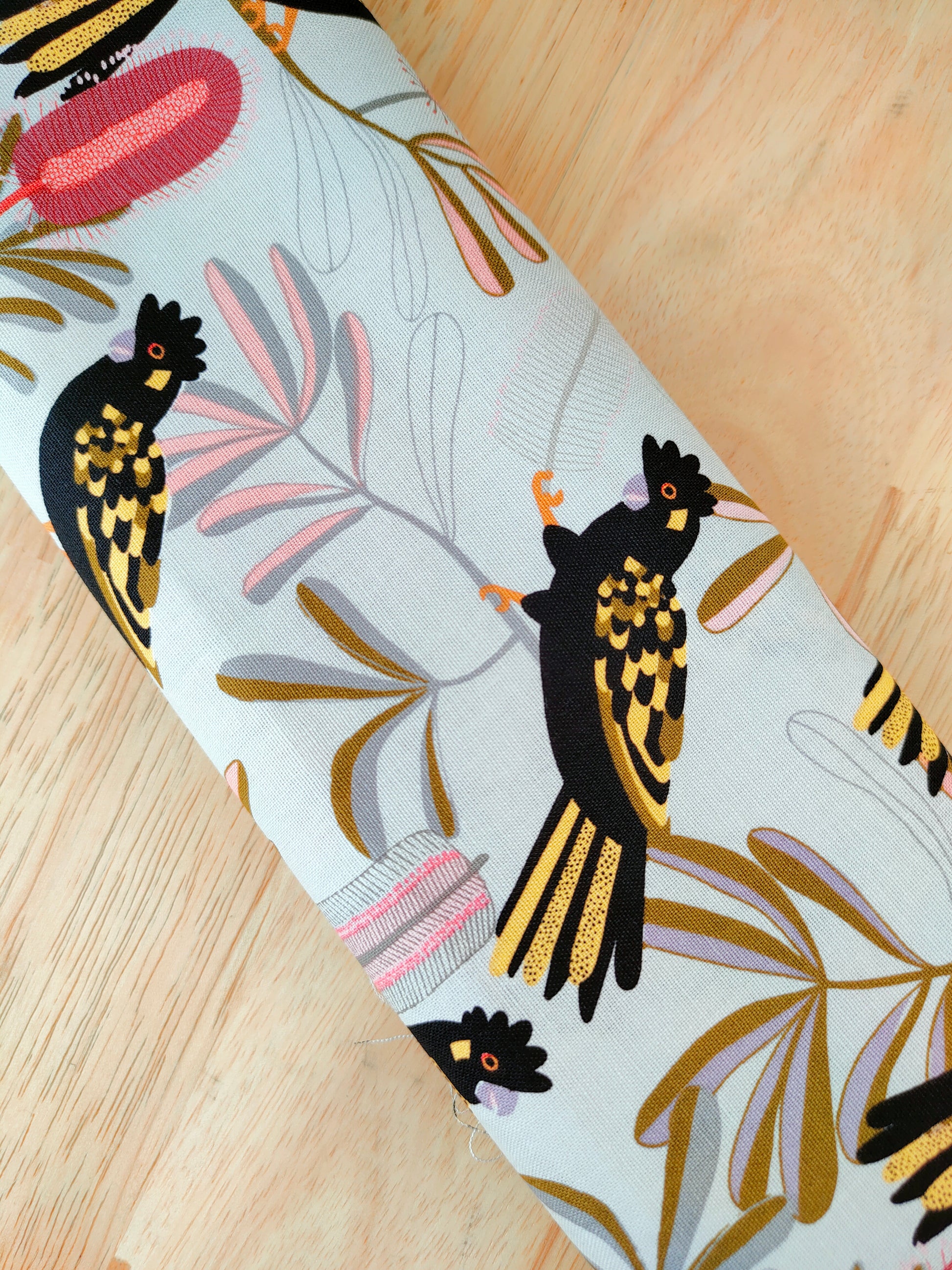 Gold Black Cockatoo White Wired Headband