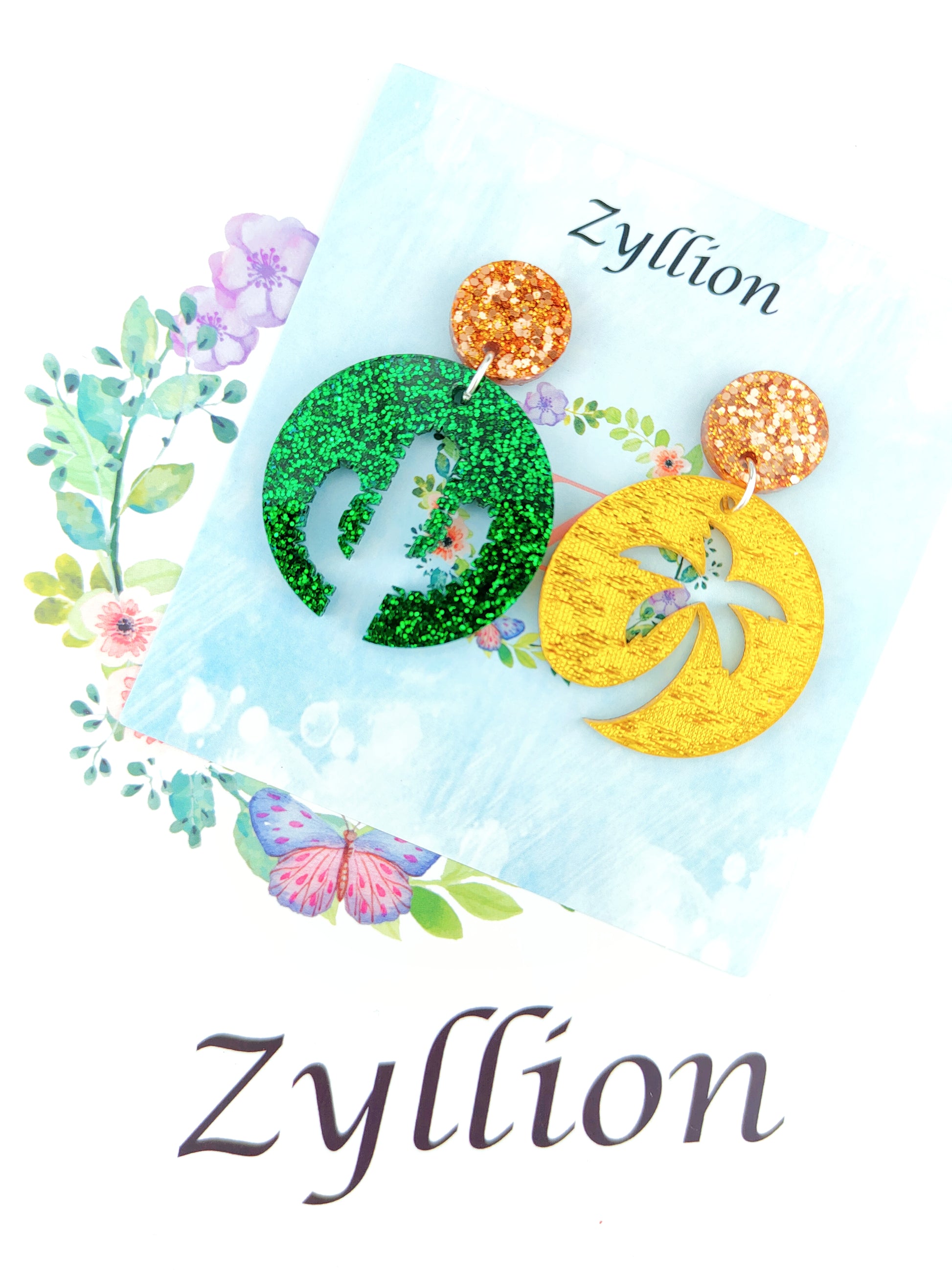 Coconut Tree Cactus Dangle Sterling Silver Earrings