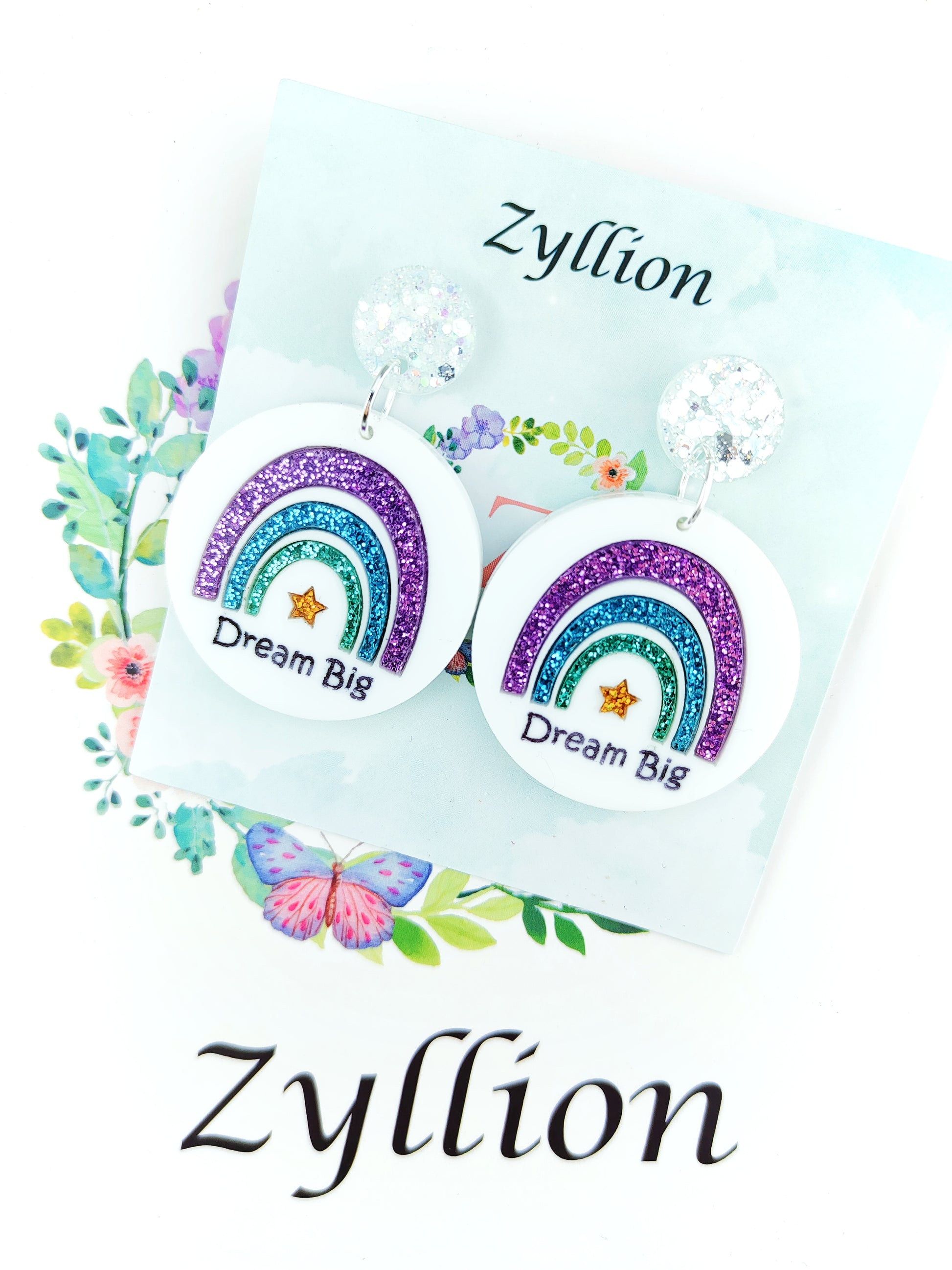 Dream Big Rainbow Dangle Sterling Silver Earrings