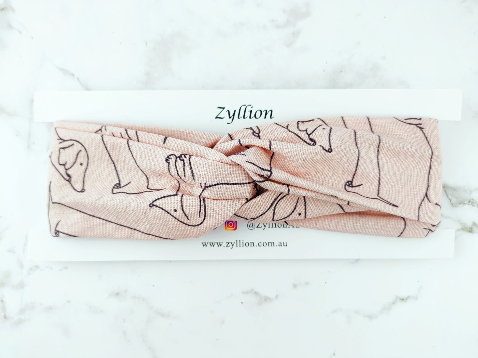 Sausage Dog Pale Pink Wired Headband