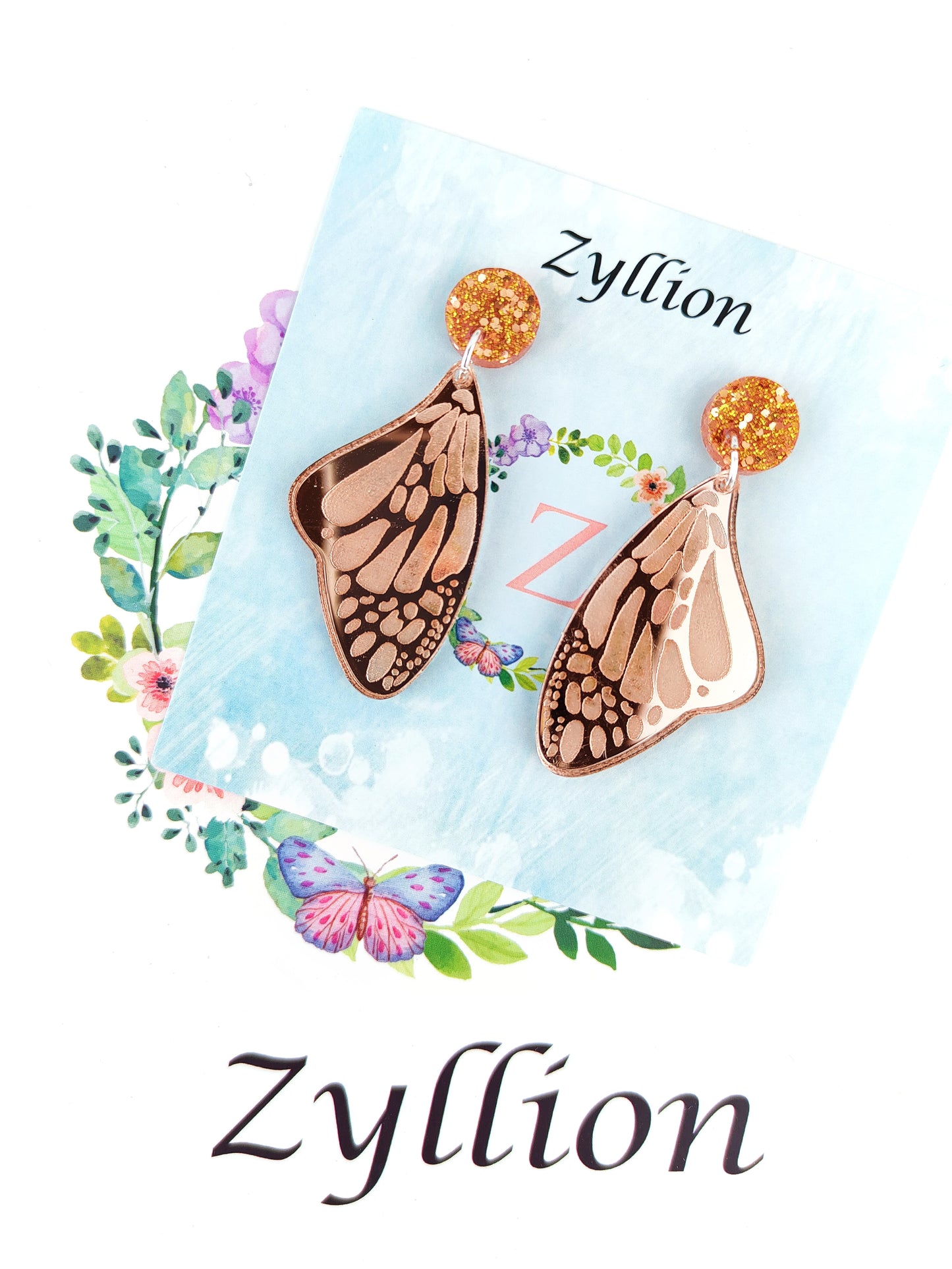 Butterfly Dangle Sterling Silver Earrings