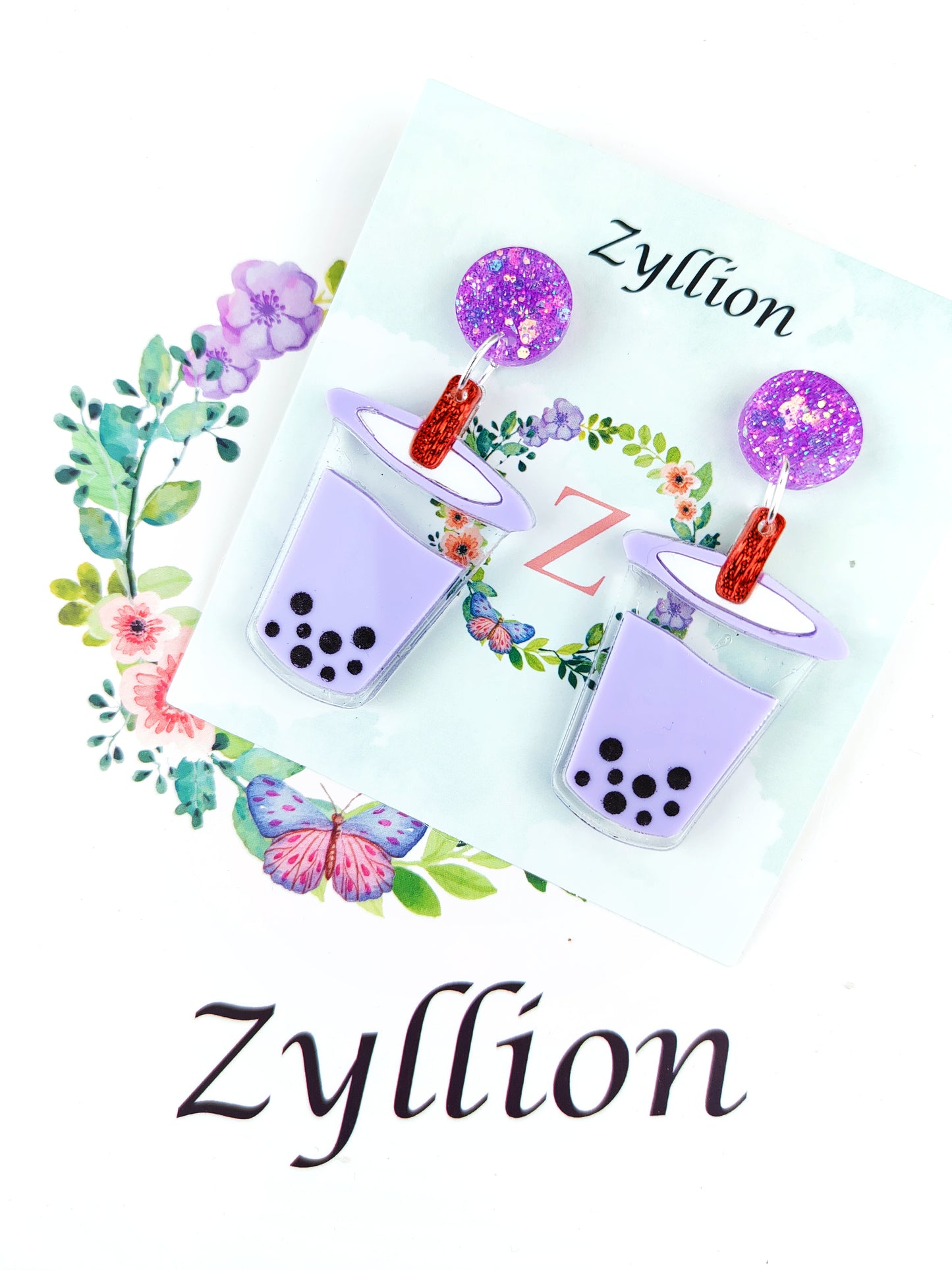 Bubble Tea Dangle Sterling Silver Earrings