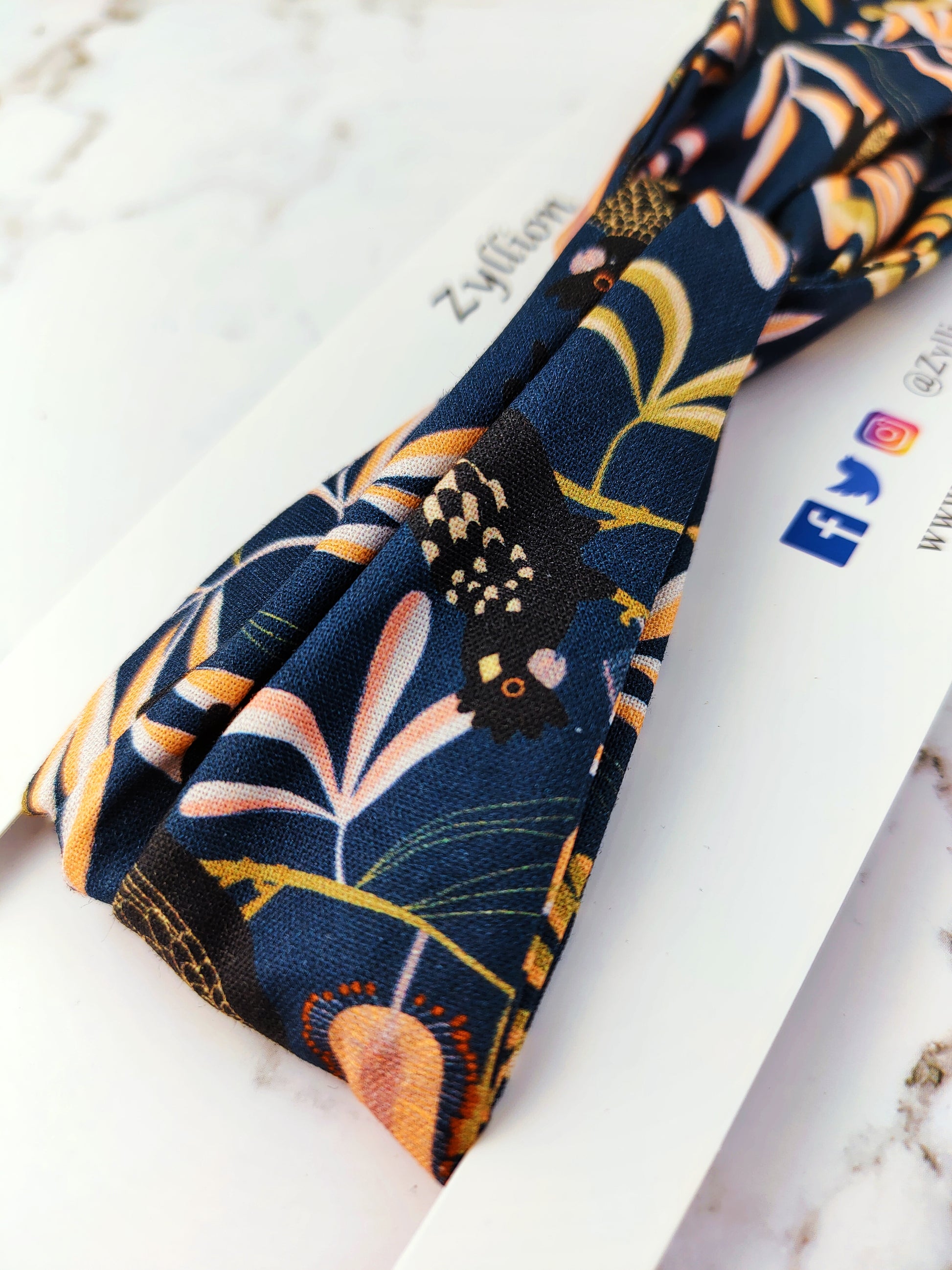 Gold Black Cockatoo Wired Headband