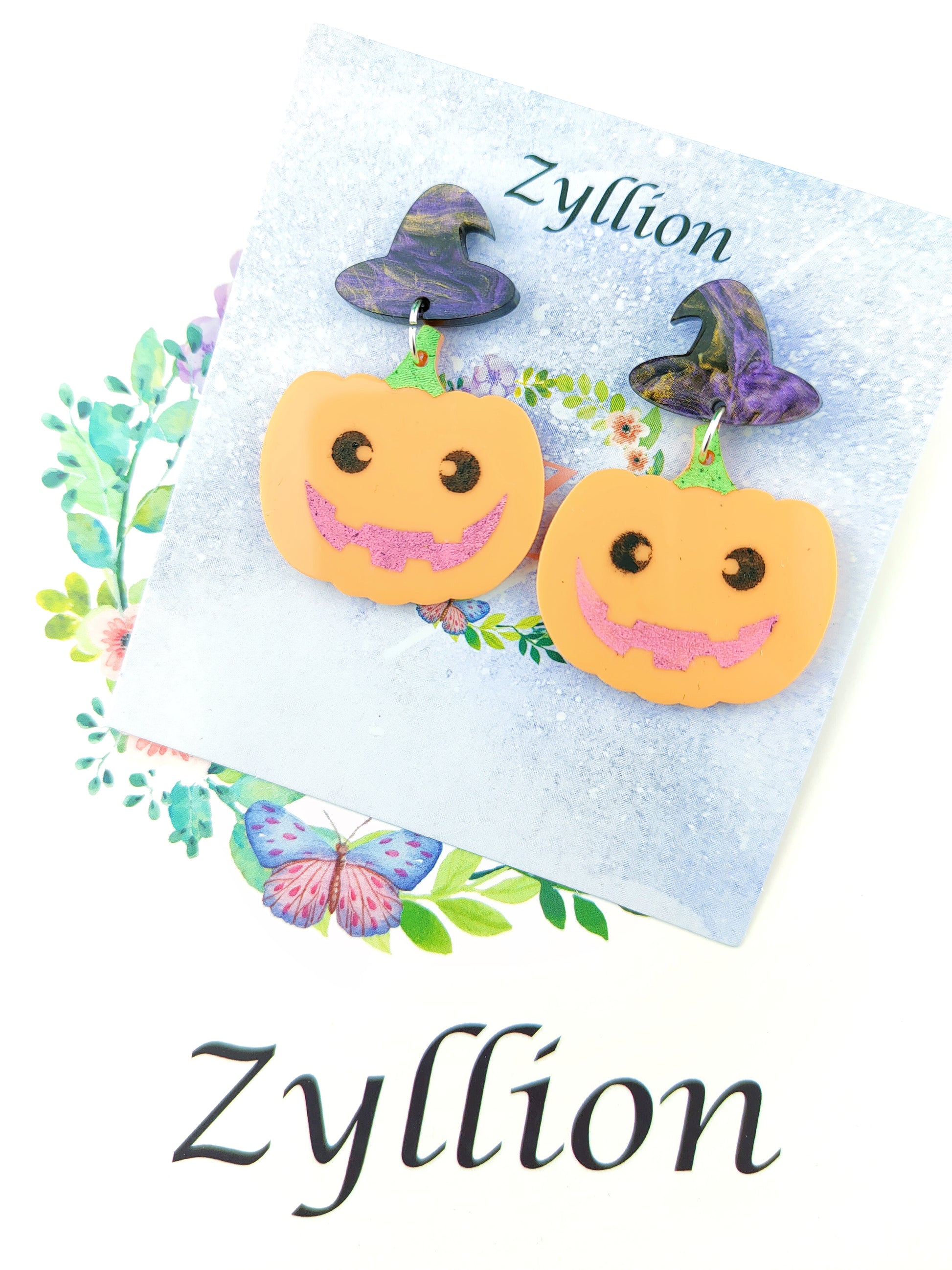 The Witches Pumpkins Dangle Sterling Silver Earrings