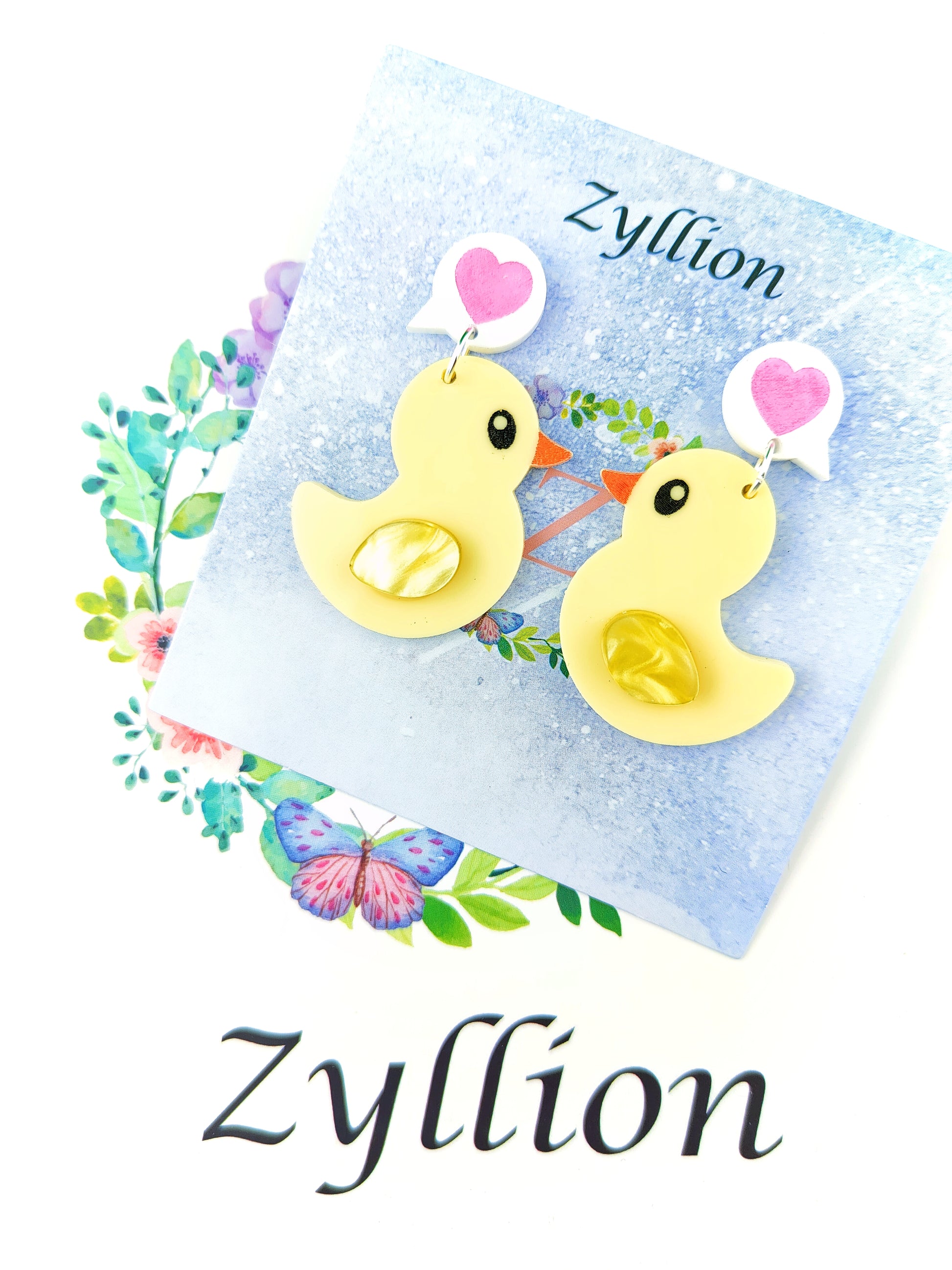 Duck Dangle Sterling Silver Earrings