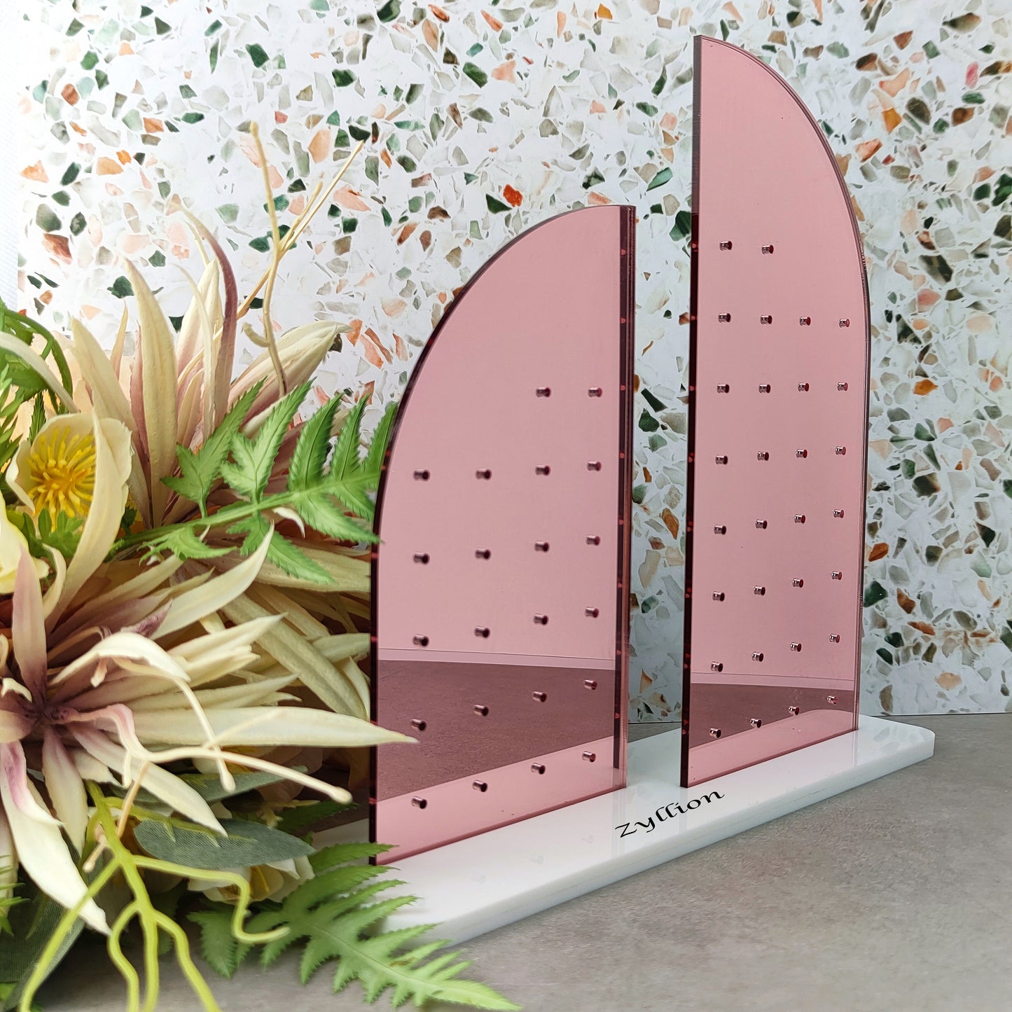 Mirror Colour Earring Stand - Pink White