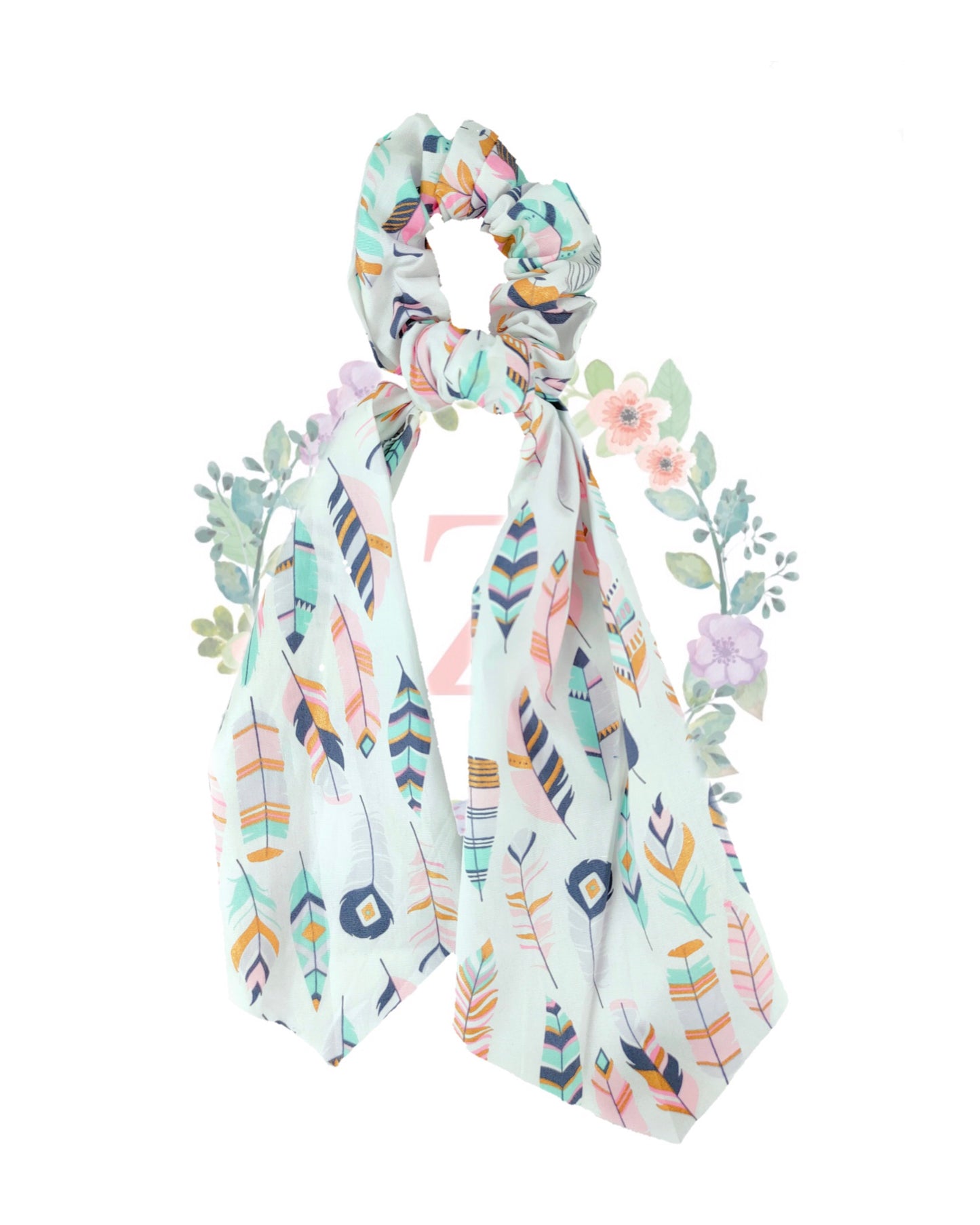 Colourful Feathers Hair Scarf Scrunchies