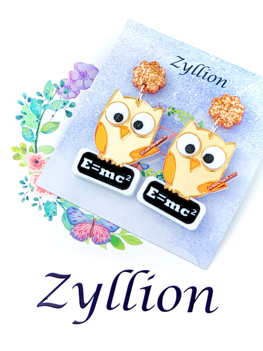 Teacher Owl Dangle Sterling Silver Earrings