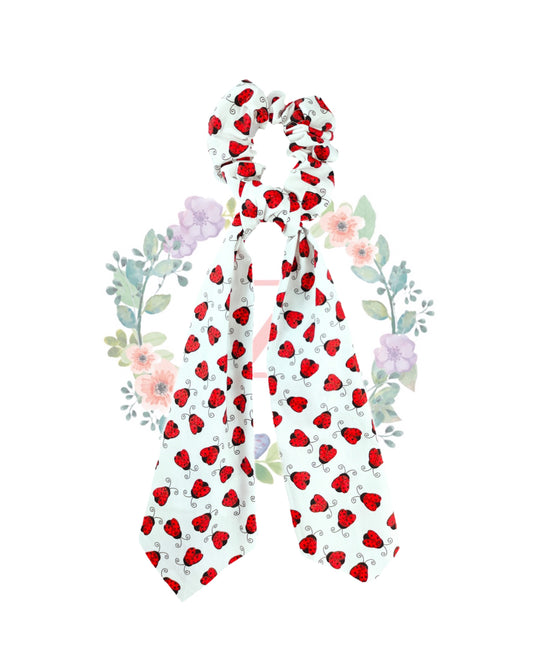 Lady Bugs 2 White Scrunchies