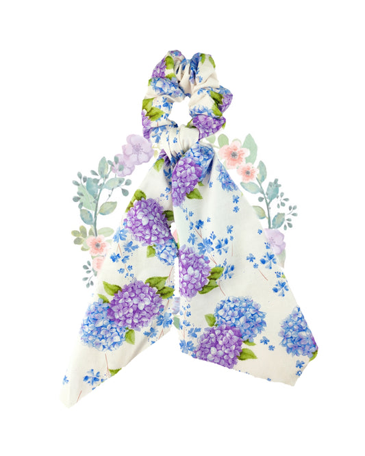 Purple And Blue Flower Hair Scarf Scrunchies