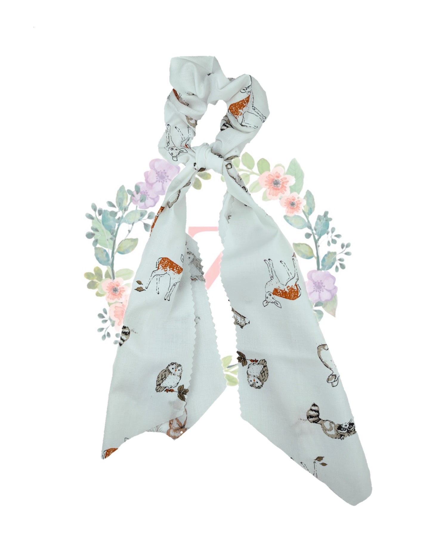 Owl Deer Hair Scarf White Scrunchies