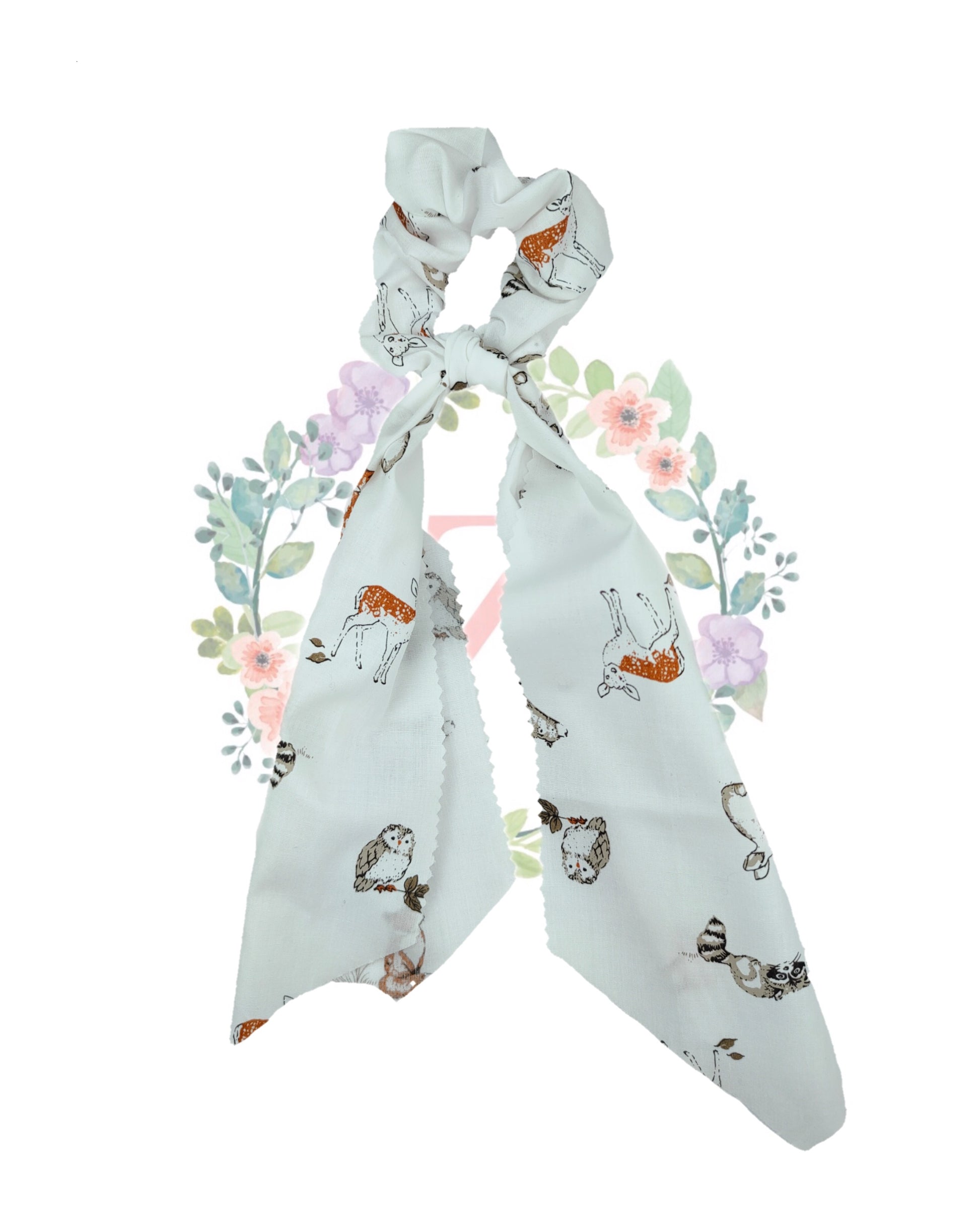 Owl Deer Hair Scarf White Scrunchies