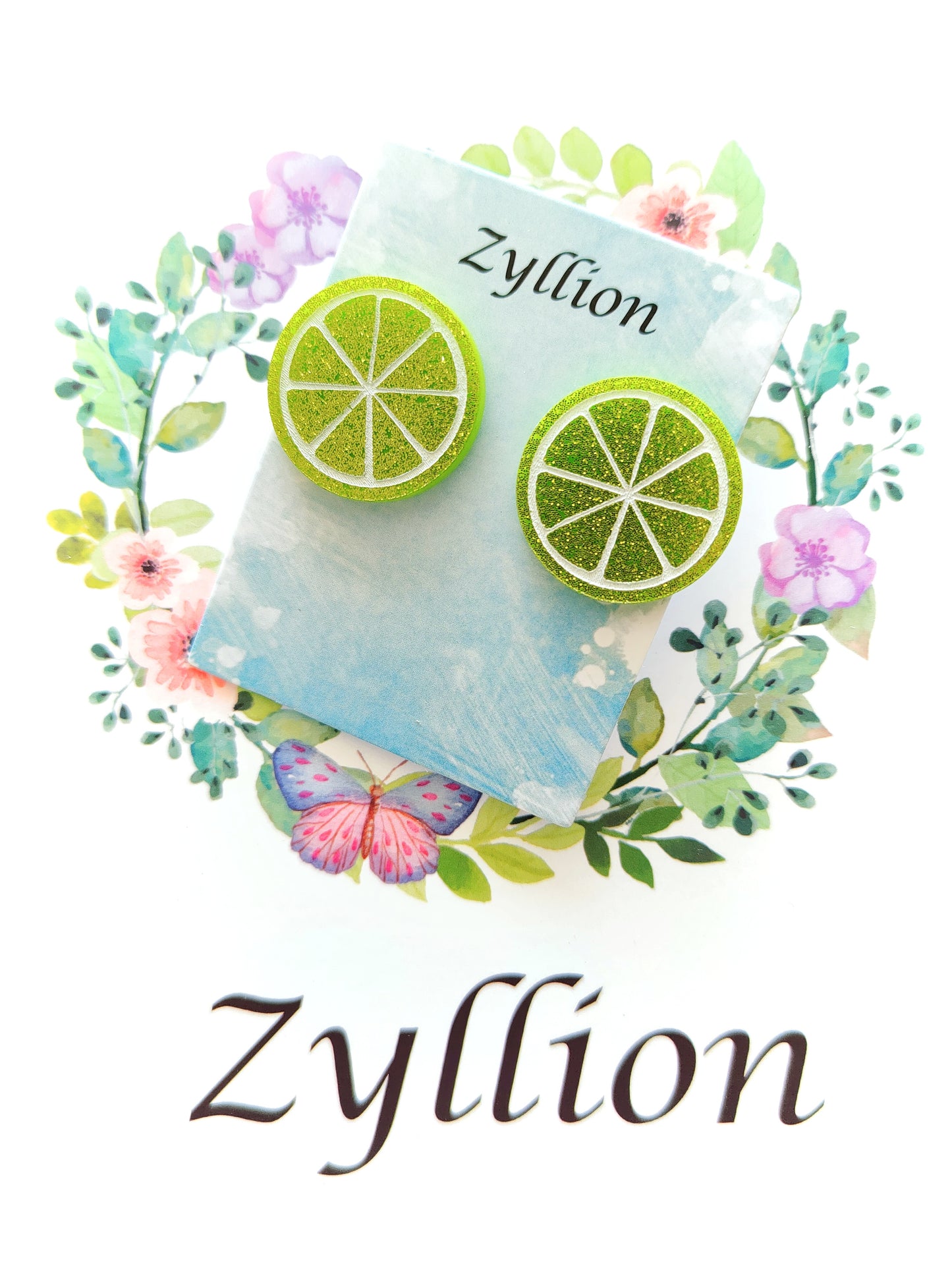 Lime Studs Sterling Silver Earrings