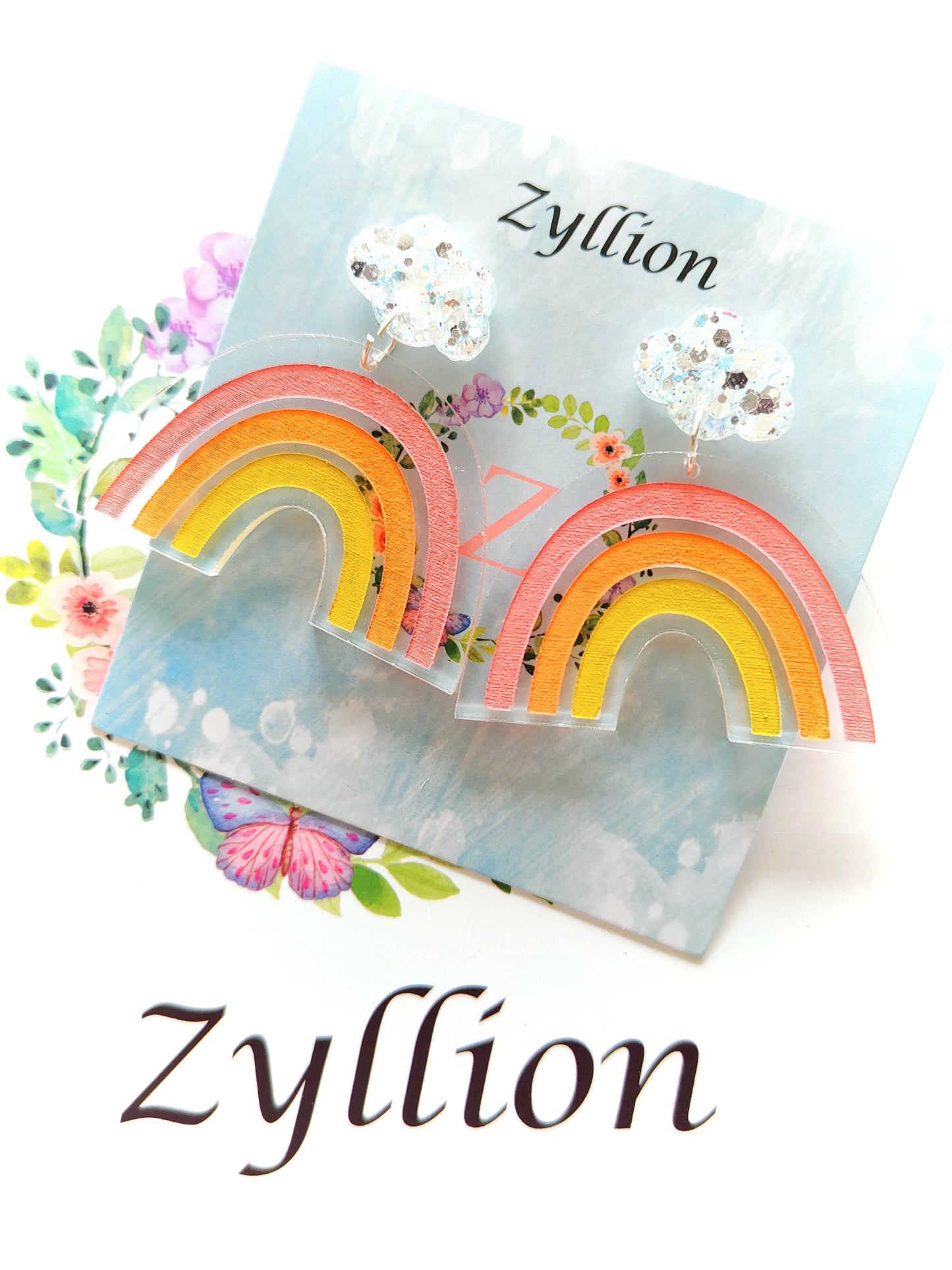 Rainbow Dangle Sterling Silver Earrings