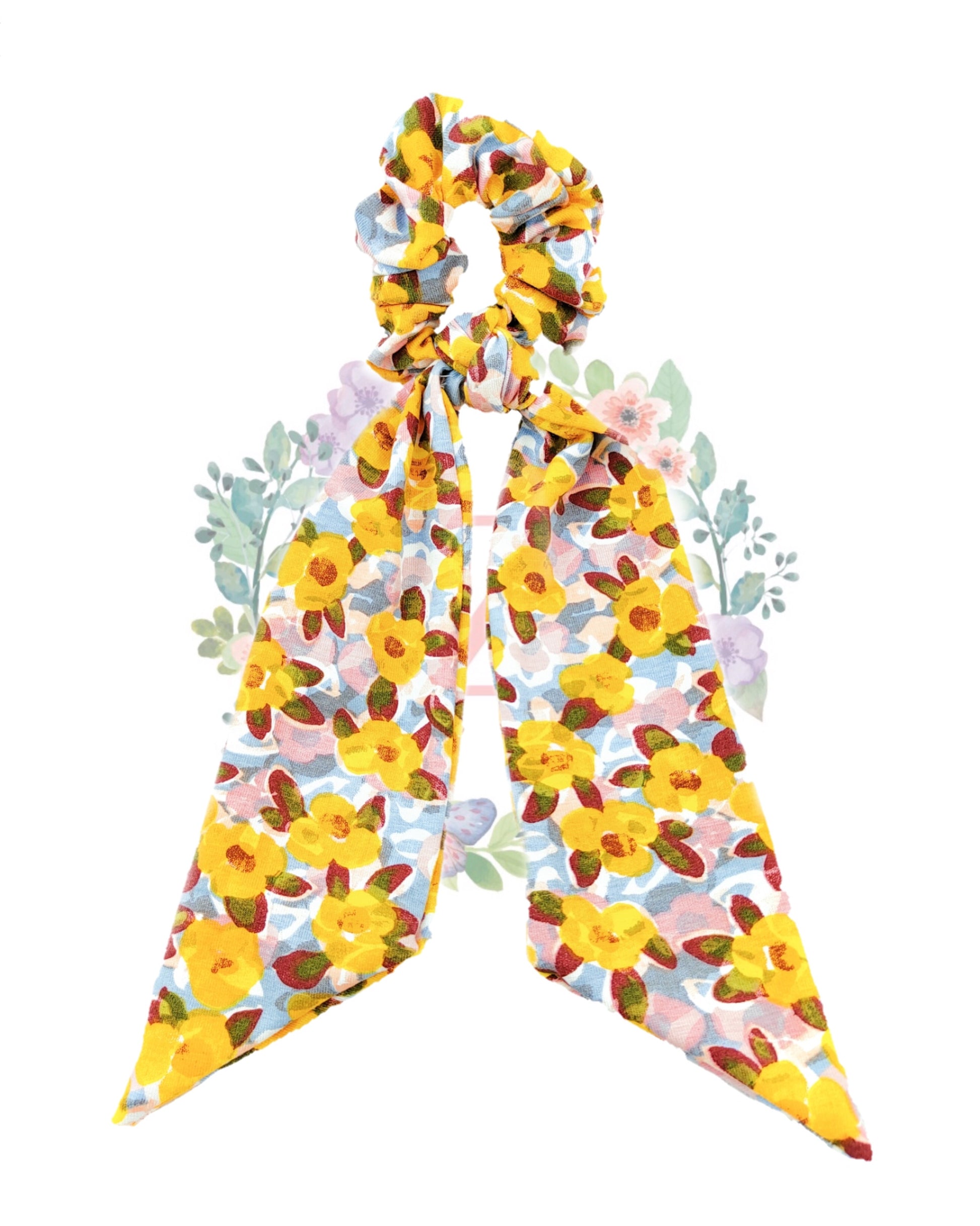 Flower Yellow  Hair Scarf Scrunchies