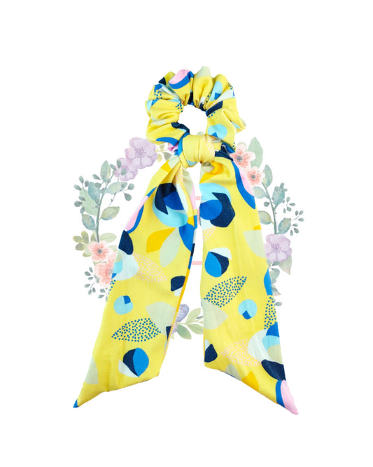 Geometric Yellow Hair Scarf Scrunchies