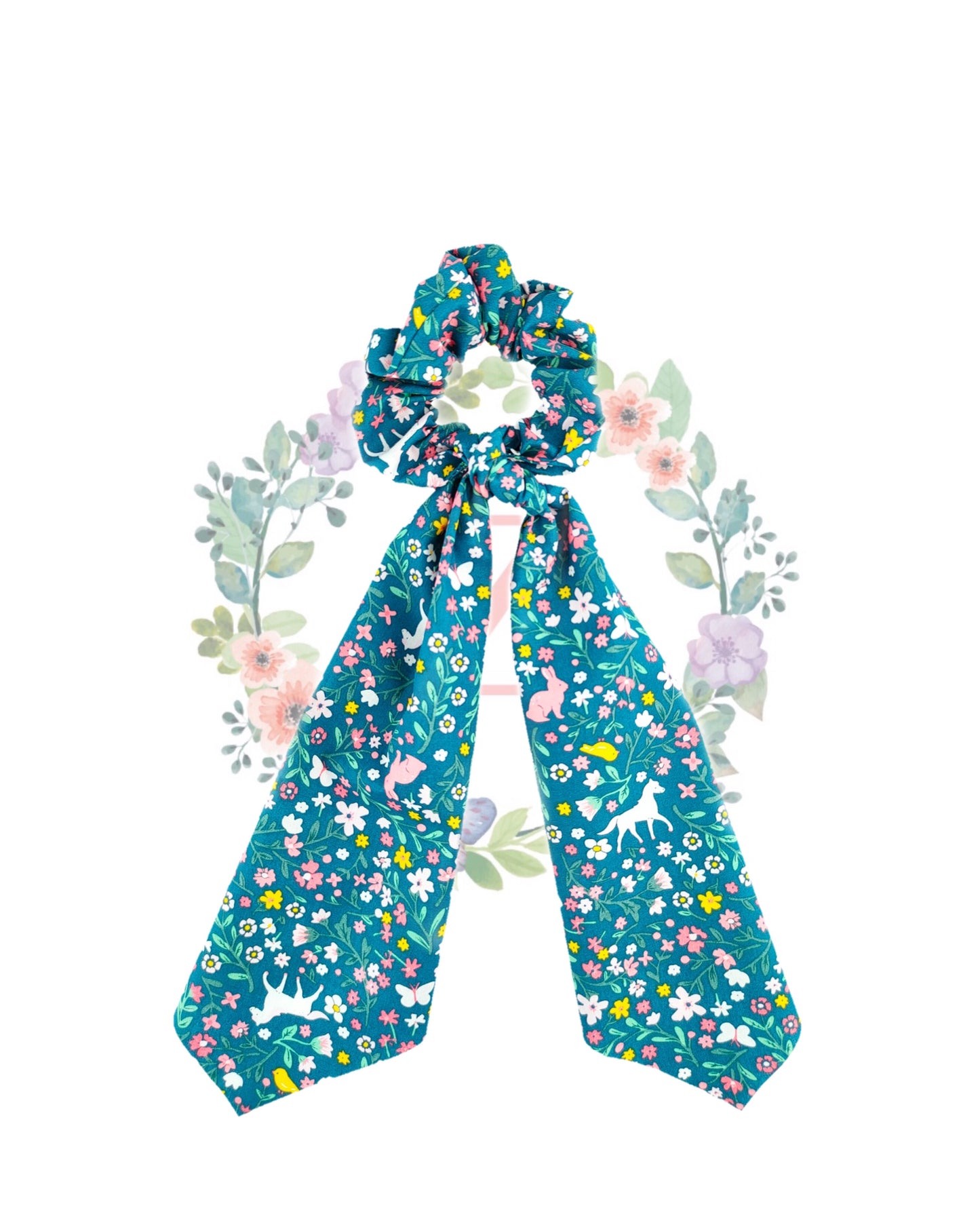 Unicorn Rabbit Teal Hair Scarf Scrunchies