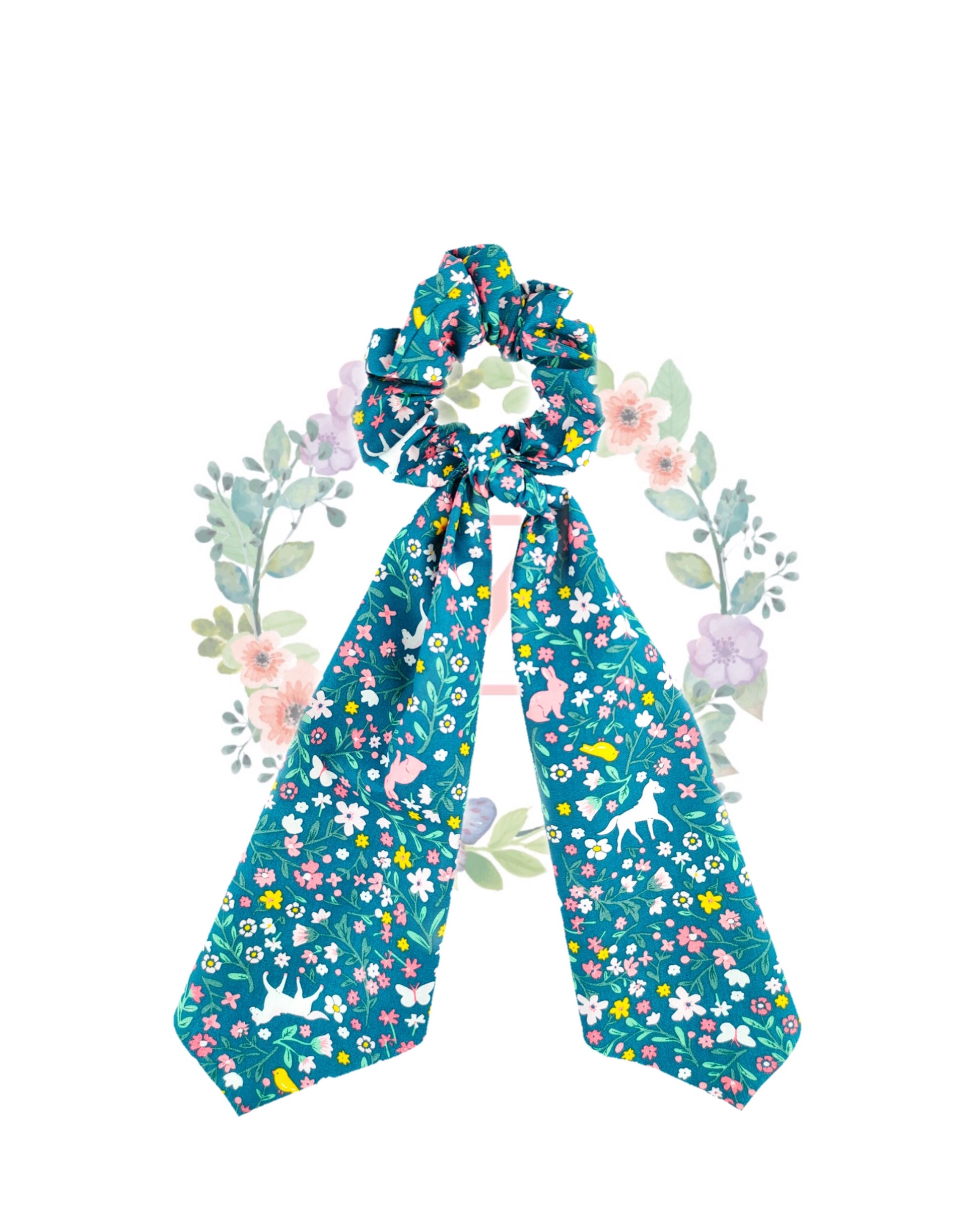 Unicorn Rabbit Teal Hair Scarf Scrunchies