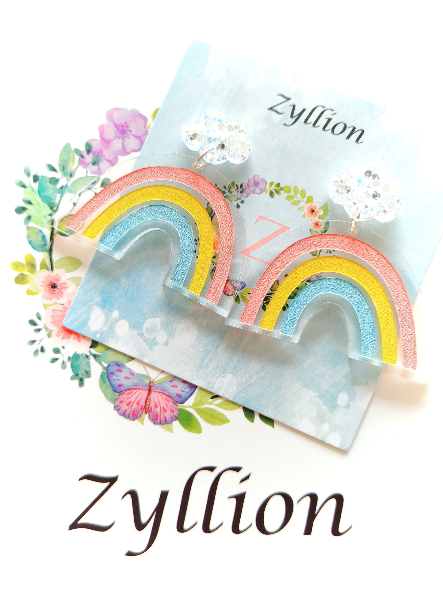 Rainbow Dangle Sterling Silver Earrings