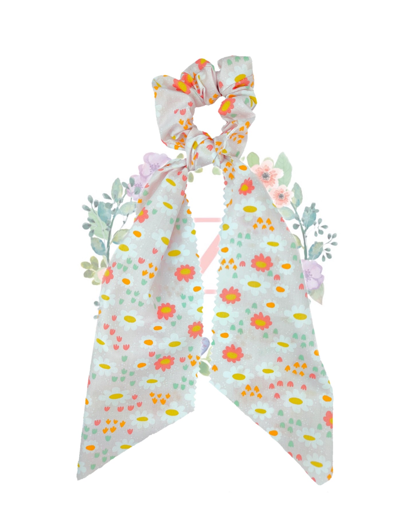 Flower Pink Hair Scarf Scrunchies