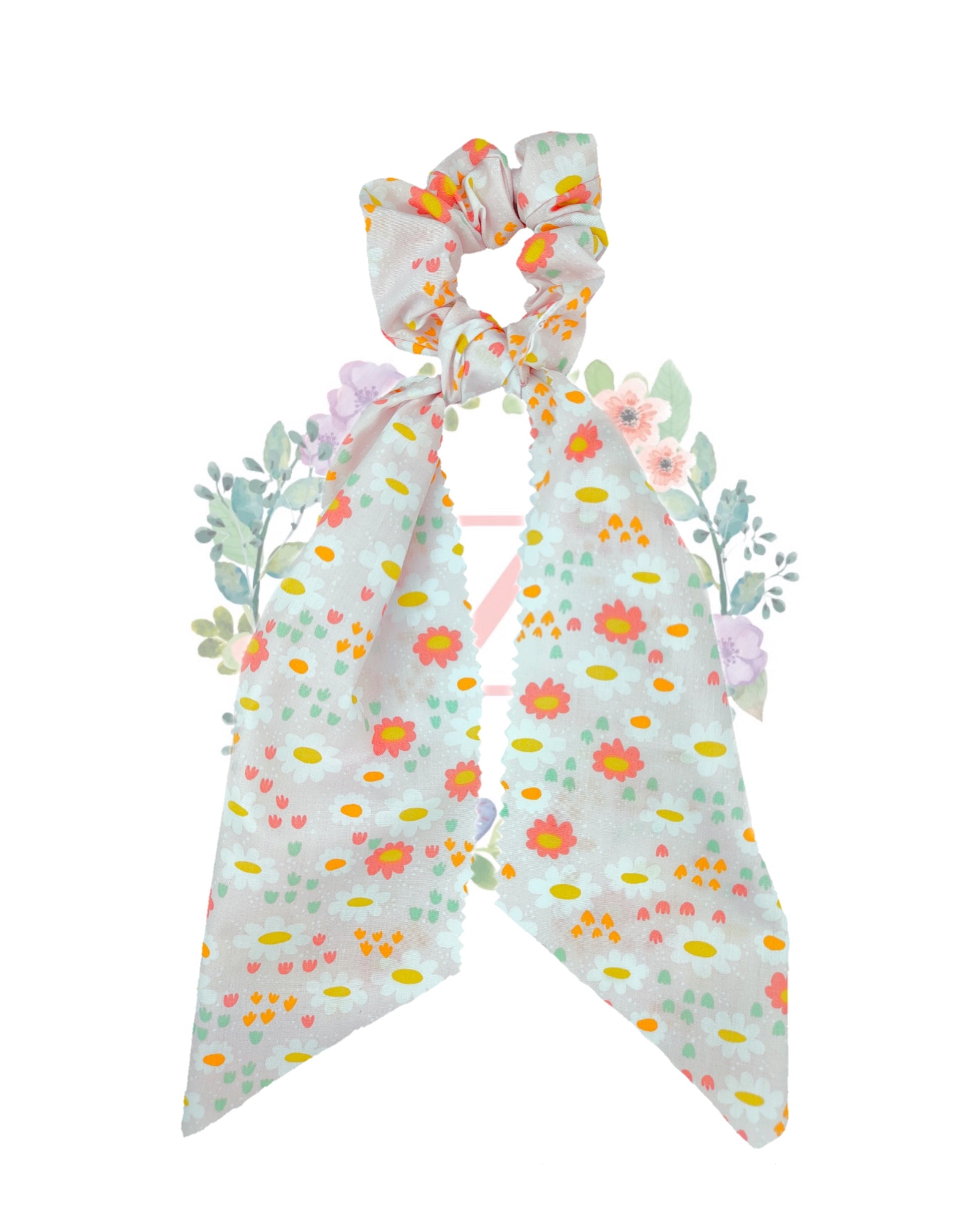 Flower Pink Hair Scarf Scrunchies