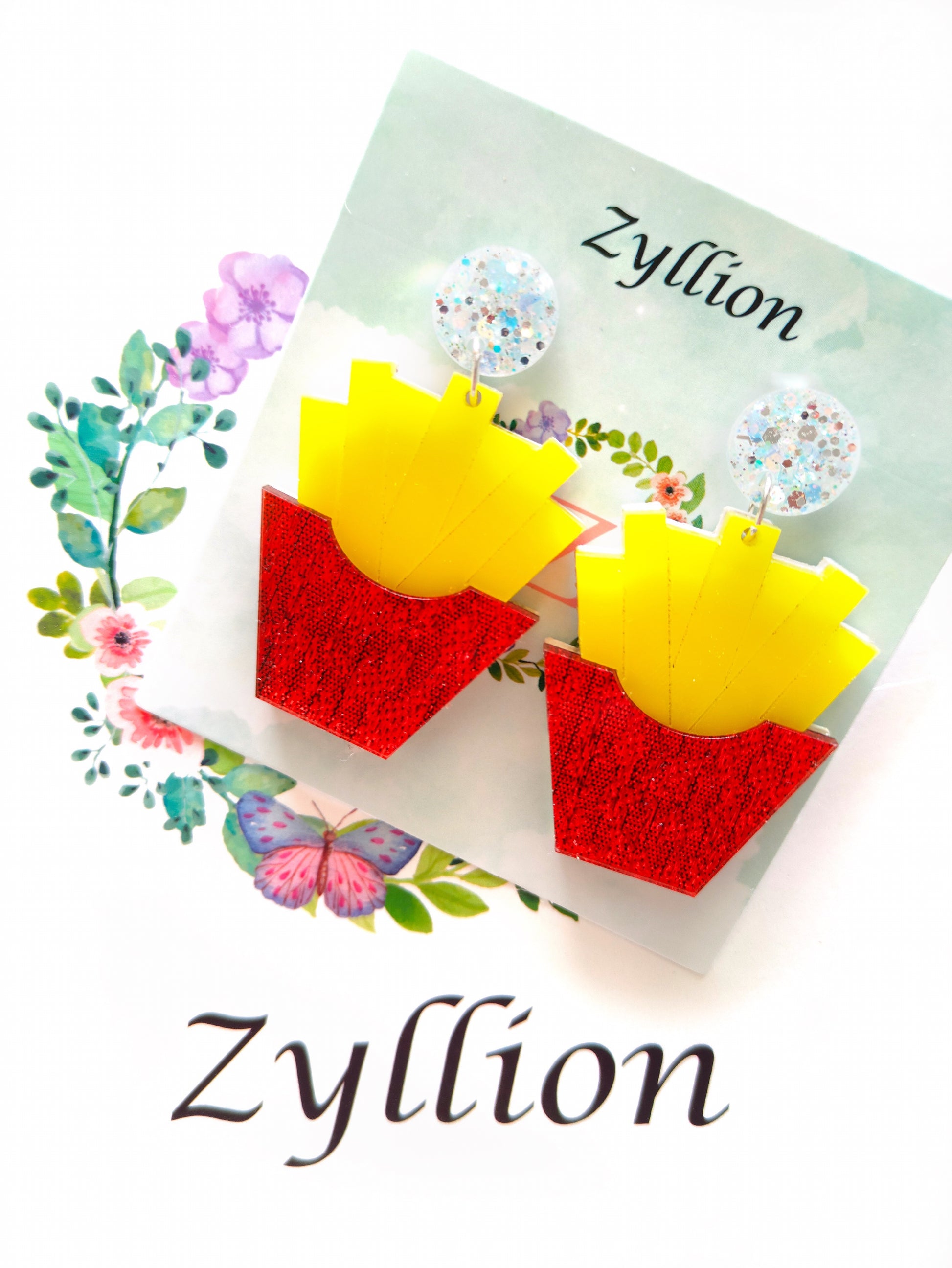 Fries Dangle Sterling Silver Earrings