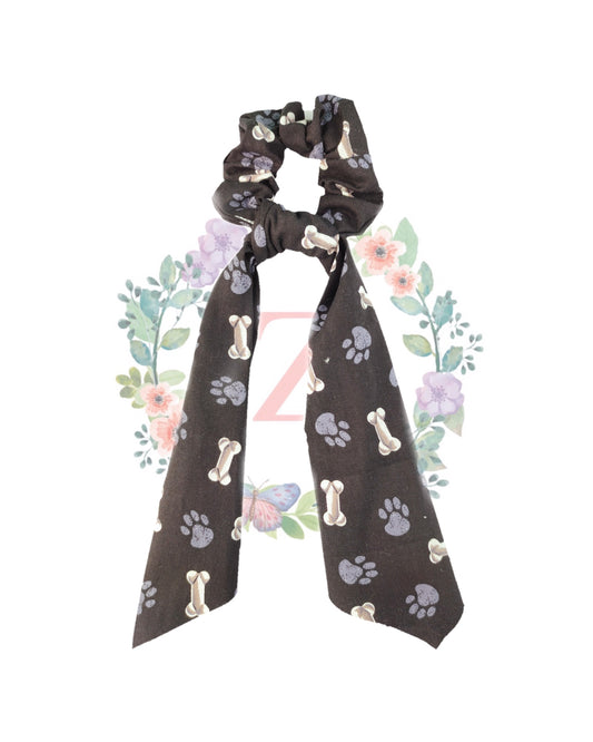 Dog Paw And Bone Hair Scarf Scrunchies