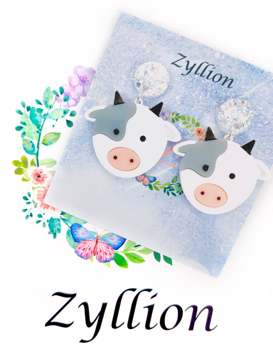 Cow Dangle Sterling Silver Earrings