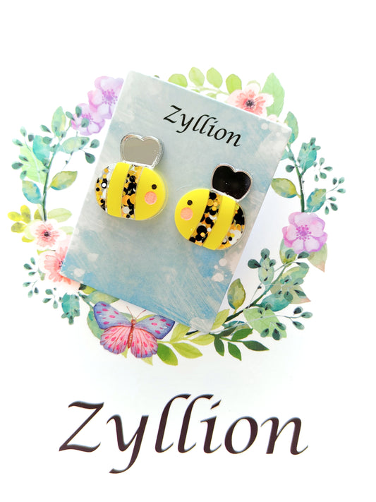 Little Bee Studs Sterling Silver Earrings