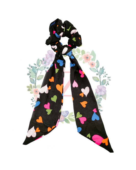 Heart Black Hair Scarf Scrunchies