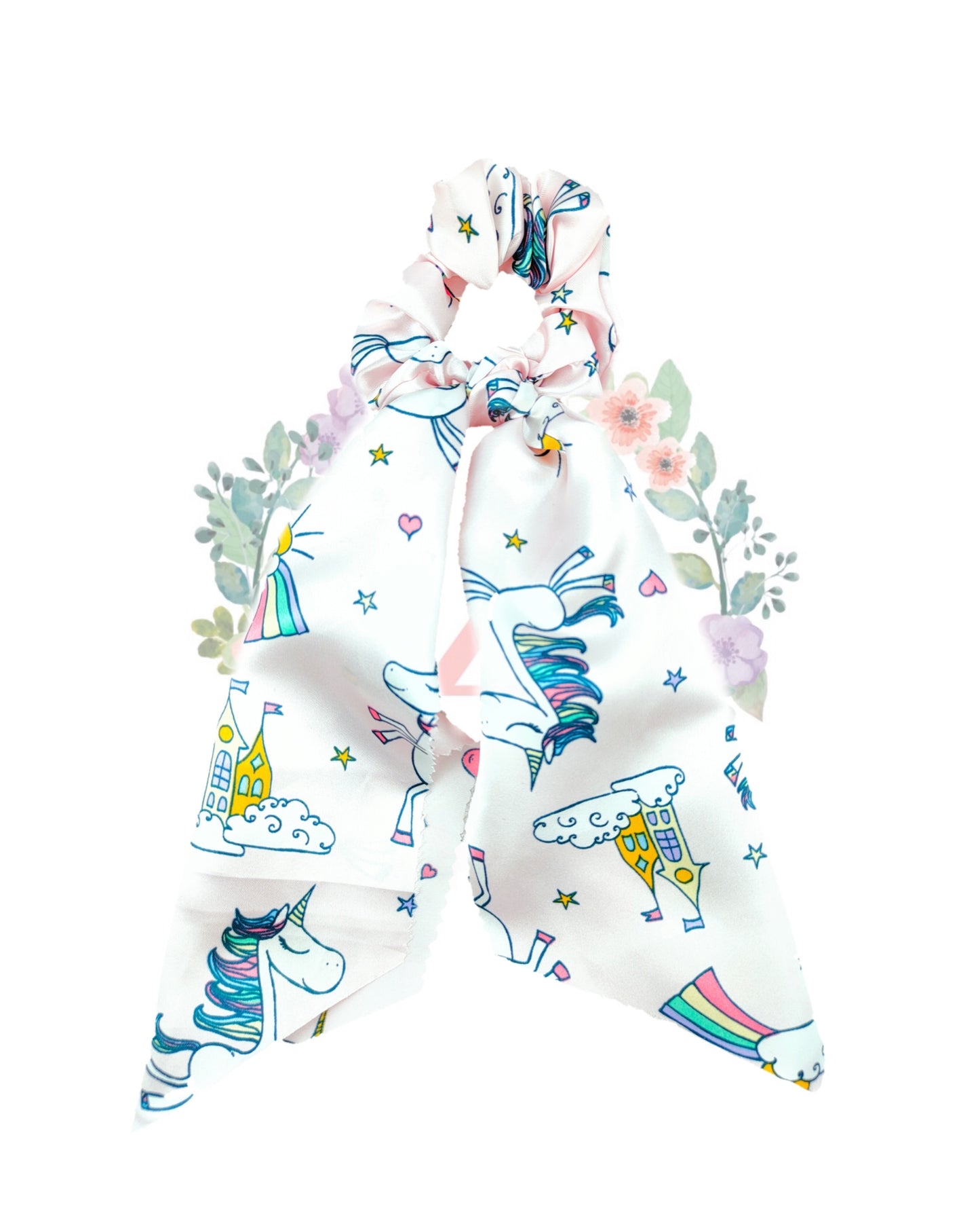 Unicorn Pink Hair Scarf Scrunchies