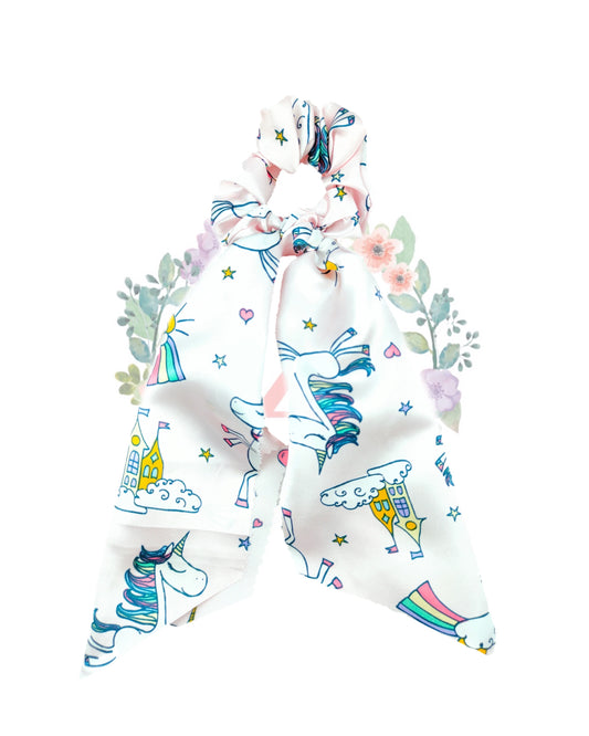 Unicorn Pink Hair Scarf Scrunchies