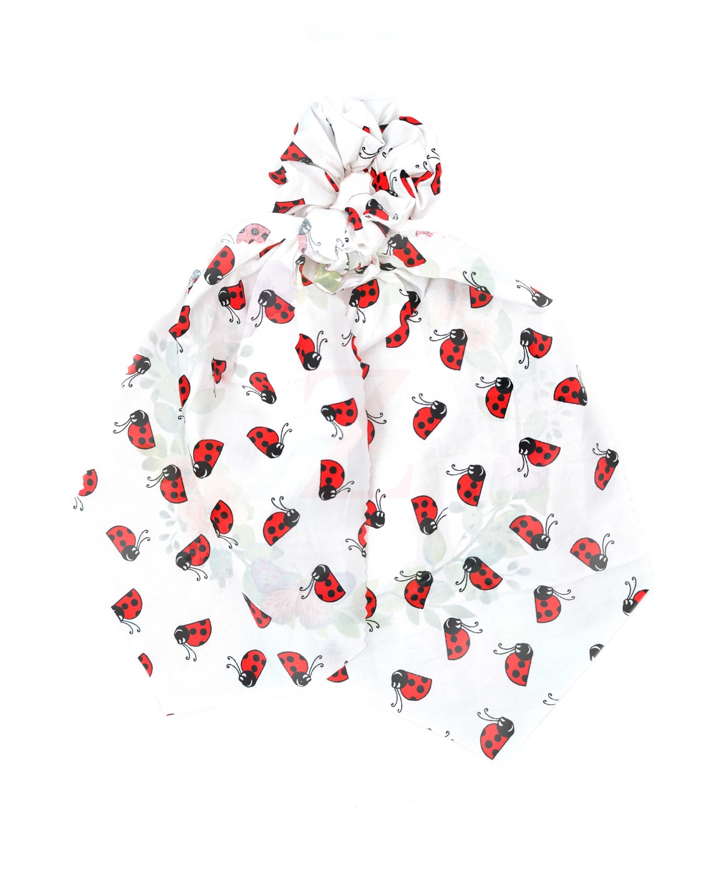 Lady Bugs White Scrunchies