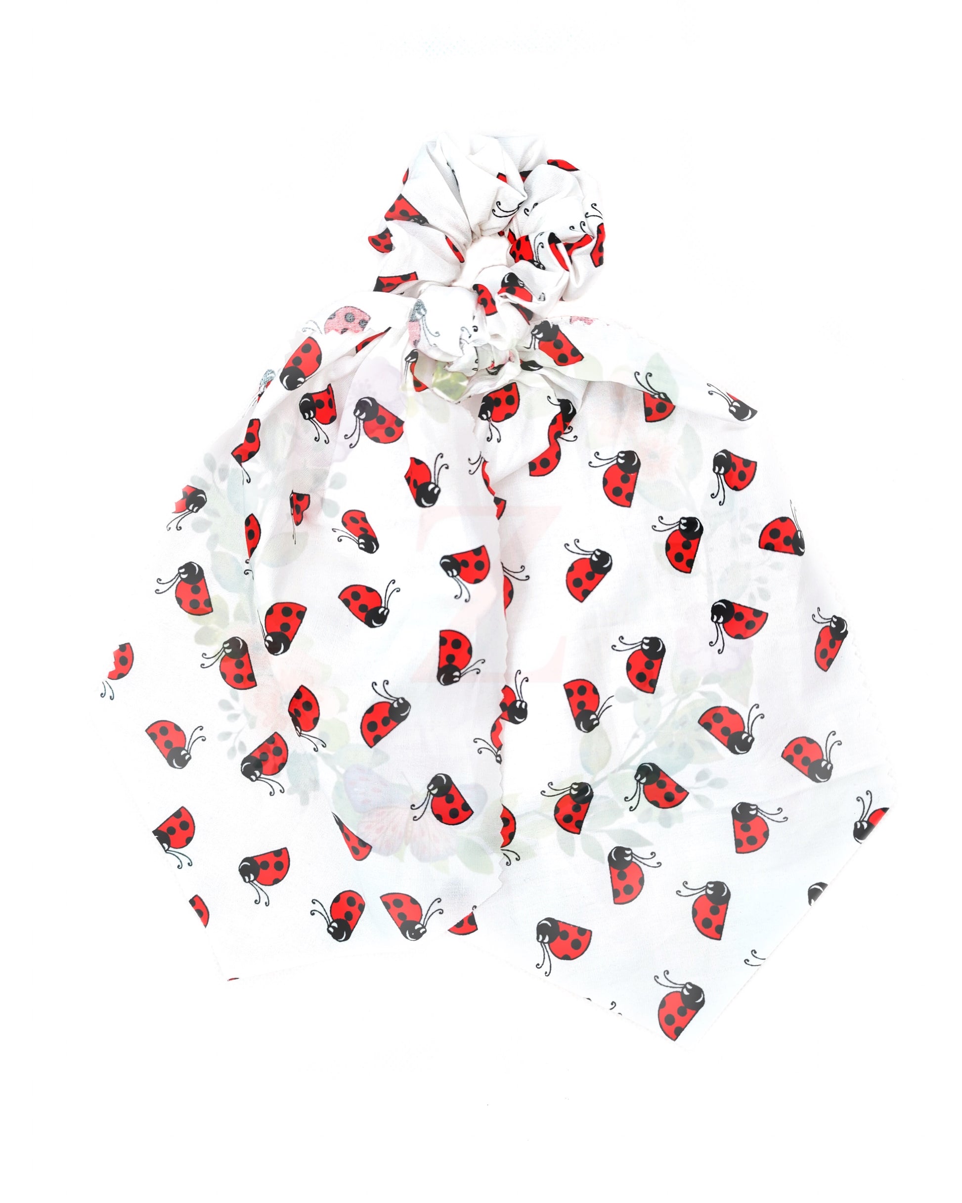 Lady Bugs White Scrunchies