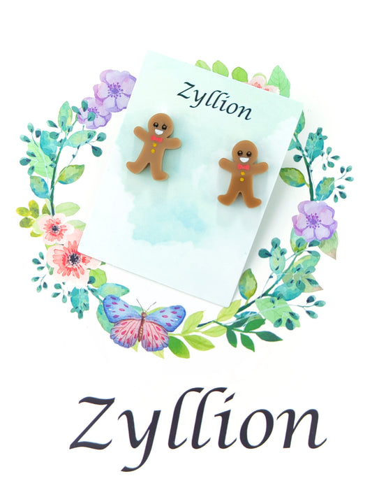 Mini Christmas gingerbread studs Sterling Silver Earrings