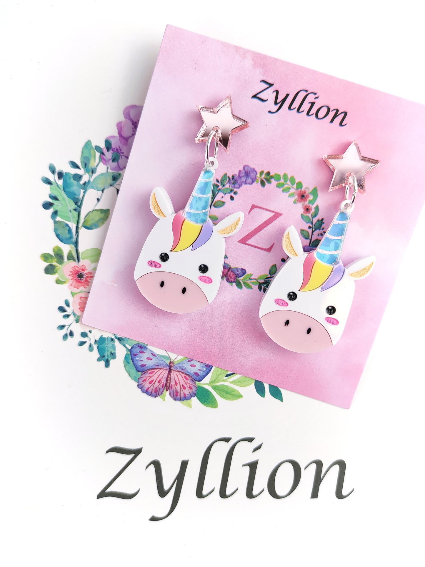 Unicorn Dangle Sterling Silver Earrings
