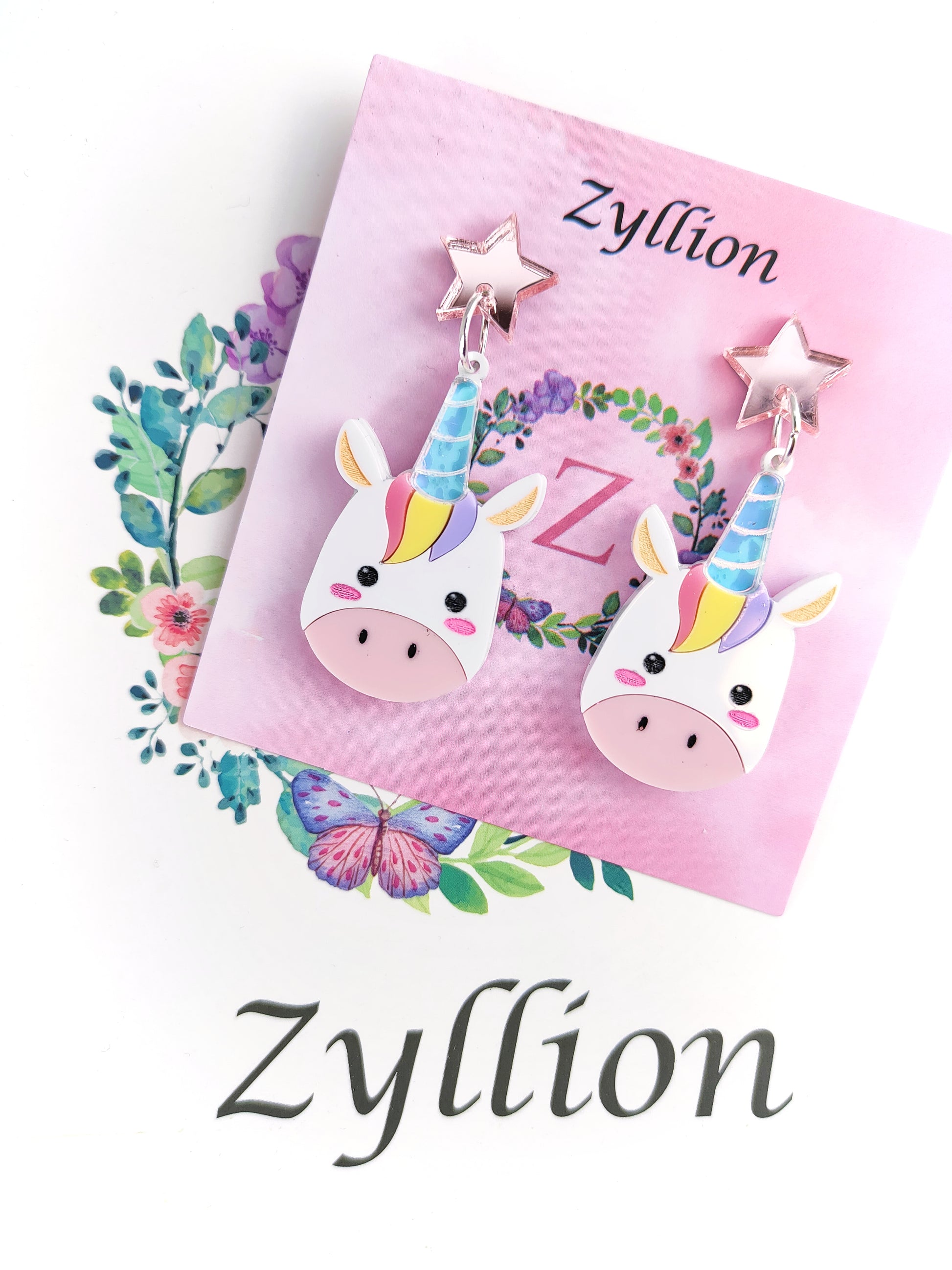 Unicorn Dangle Sterling Silver Earrings