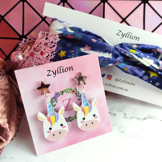 Unicorn Dangle Sterling Silver Earrings