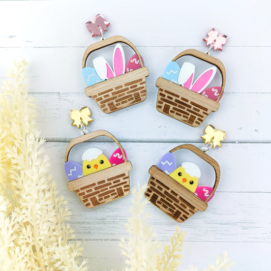 Easter basket Easter Dangle Sterling Silver Earrings