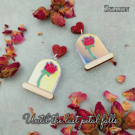 The enchanted rose Dangle Sterling Silver Earrings