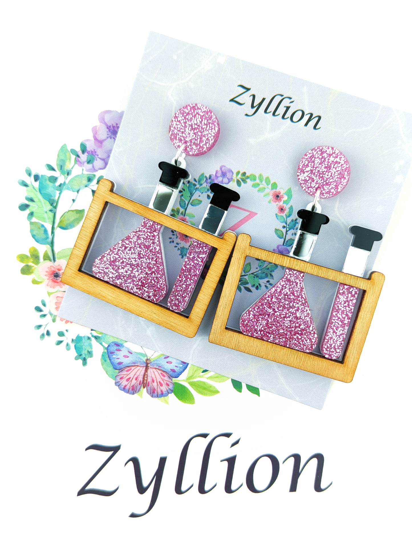 Test Tube Rack Dangle Sterling Silver Earrings