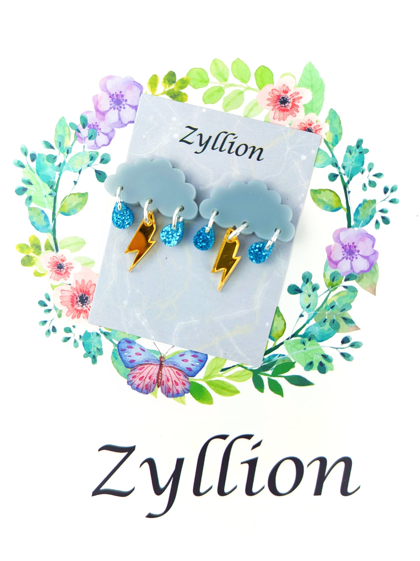 Thunder storm mini Drops Dangle Sterling Silver Earrings