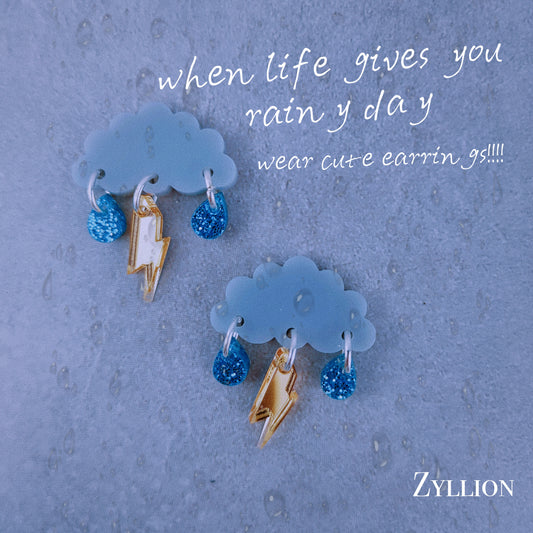 Thunder storm mini Drops Dangle Sterling Silver Earrings