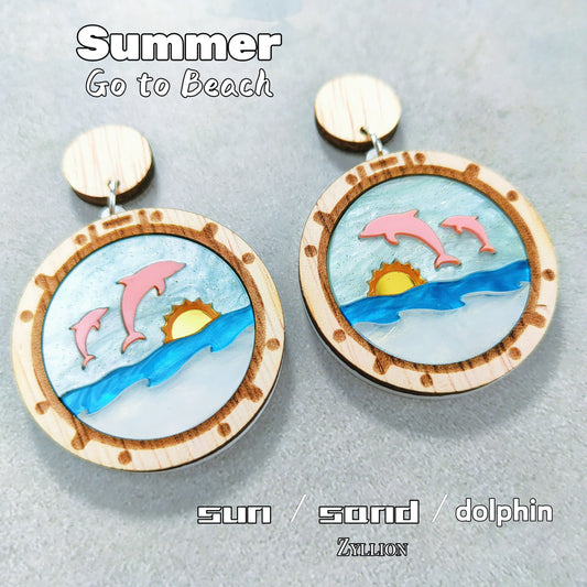 Pink dolphin acrylcis Dangle