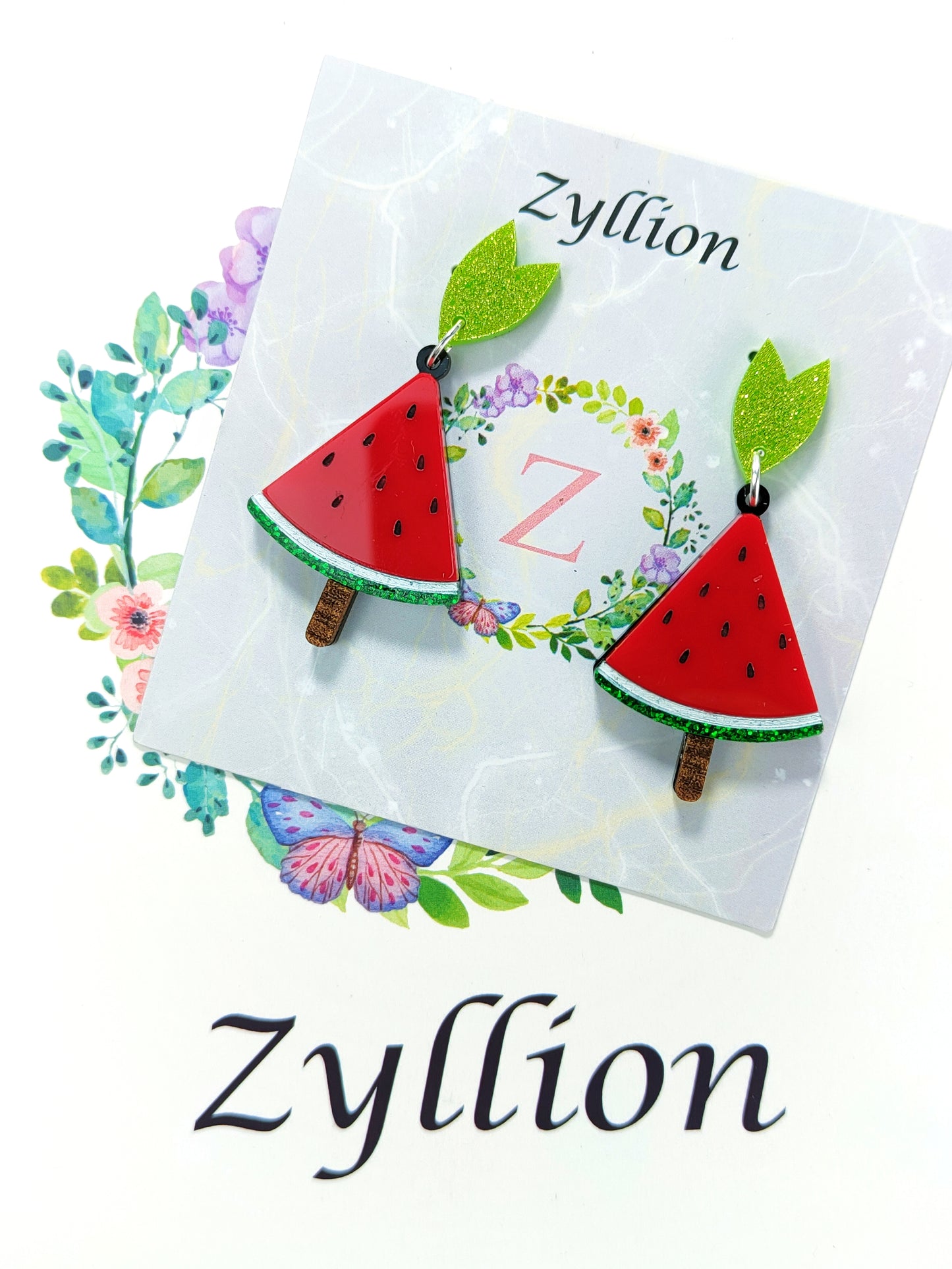 Watermelon ice block acrylics Dangle