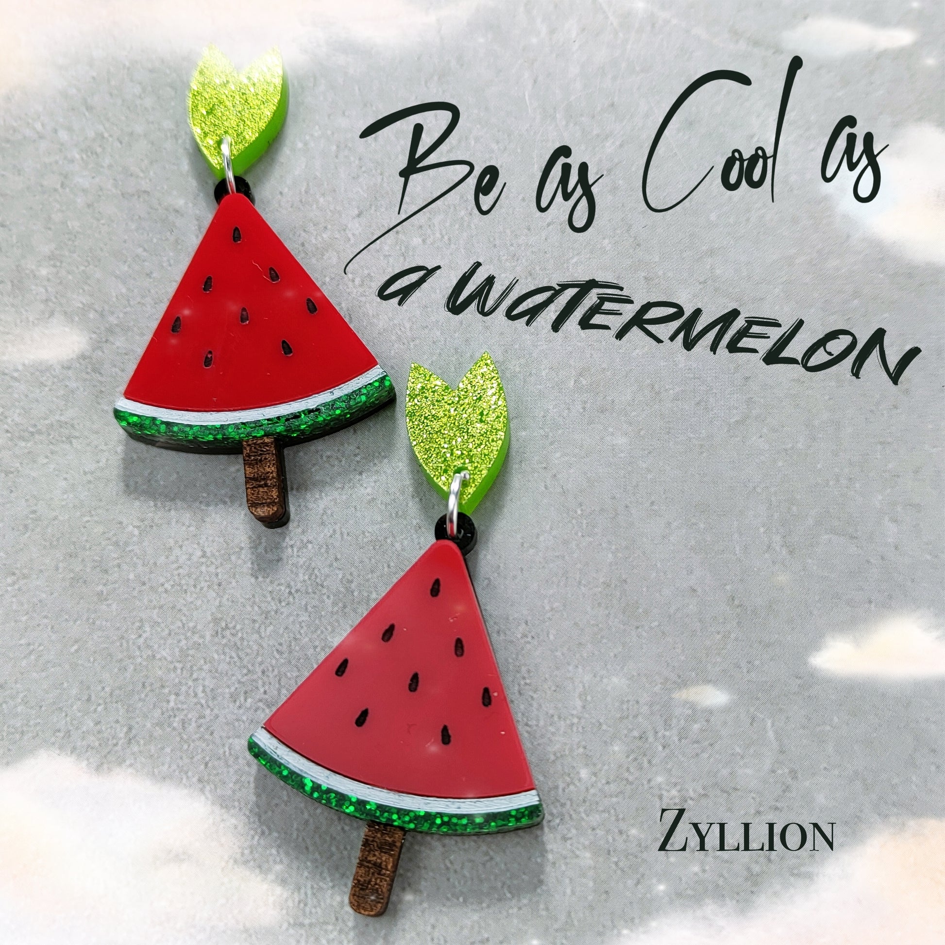 Watermelon ice block acrylics Dangle