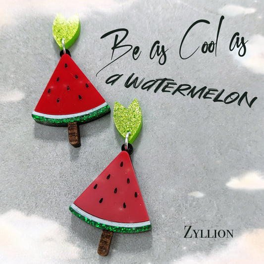 Watermelon ice block acrylics Dangle