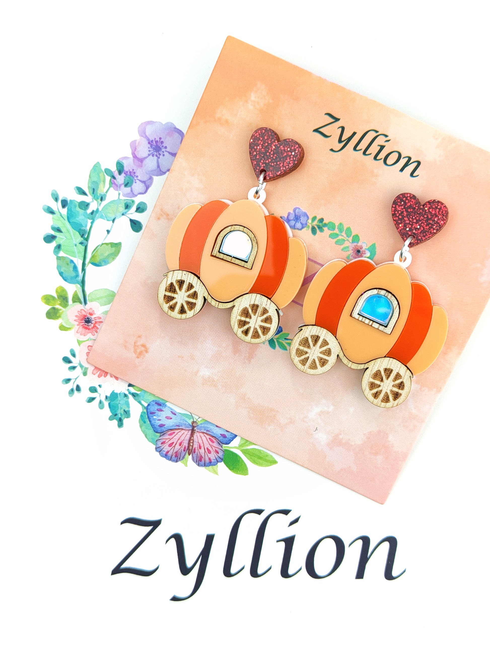 The pumpkin carriage acrylic earring